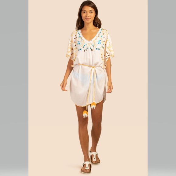 Trina Turk Lahaina Embroidered Dress Cover Up Size XS-S - Picture 1 of 11